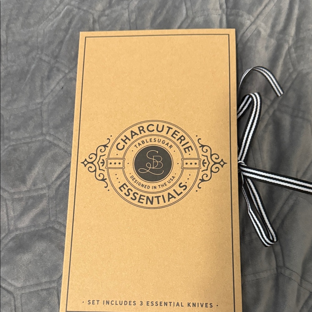Charcuterie Essentials 3 Knife Set - gift ready Kraft Box with bow
